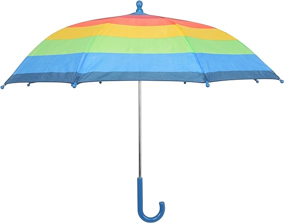 Drizzles Childrens Multi Striped Umbrella with Crook Handle Blue