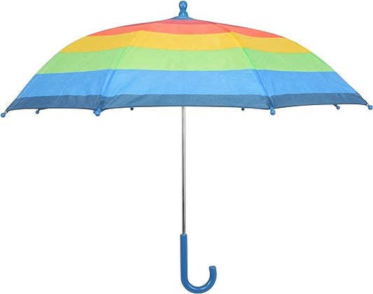 Drizzles Childrens Multi Striped Umbrella with Crook Handle Blue