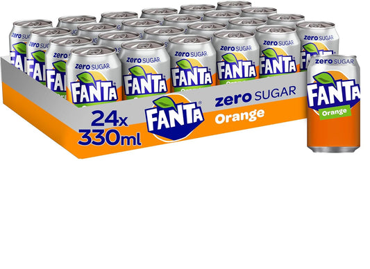 Fanta Zero Orange Soft Drink Can 330ml (24 cans)